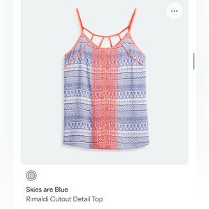 Skies Are Blue Rimaldi Cutout Detail Top - Blue and Orange